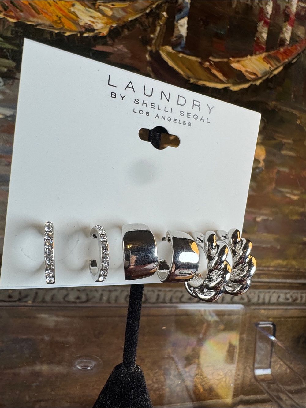 0735-Laundry‎ By Shelli Segal Silver Tone 5-Pair Earring Set